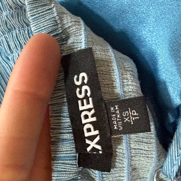 Express Light Blue Ruffled Blouse - Picture 4 of 4